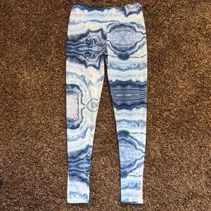 Jala Ruched Bottom Blue Marble Print Leggings S